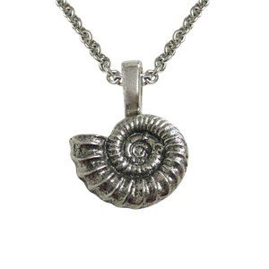 Ammonite Fossil Design Pendant Necklace